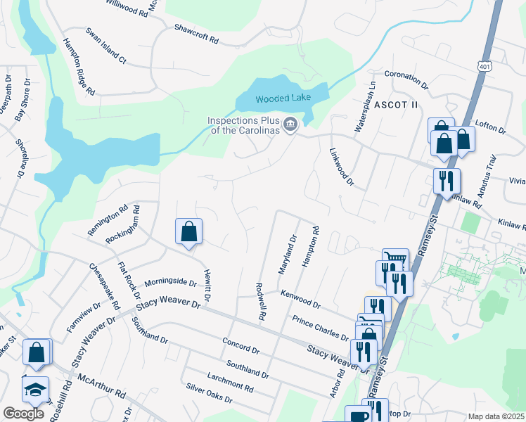 map of restaurants, bars, coffee shops, grocery stores, and more near 400 Tarmore Court in Fayetteville