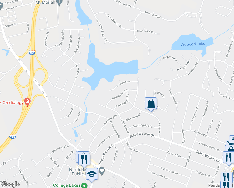 map of restaurants, bars, coffee shops, grocery stores, and more near 5216 Remington Road in Fayetteville