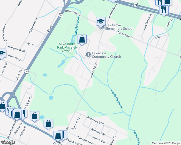 map of restaurants, bars, coffee shops, grocery stores, and more near 871-899 Durkee Rd SE in Cleveland