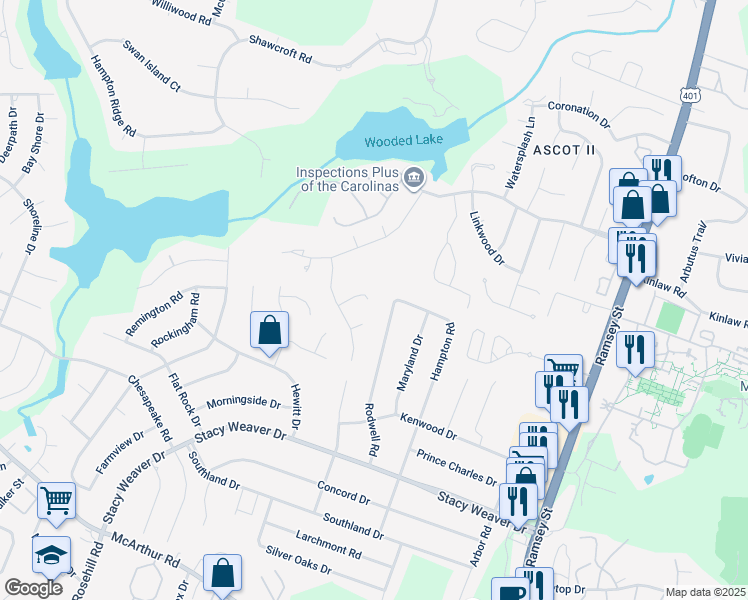 map of restaurants, bars, coffee shops, grocery stores, and more near 400 Tarmore Court in Fayetteville