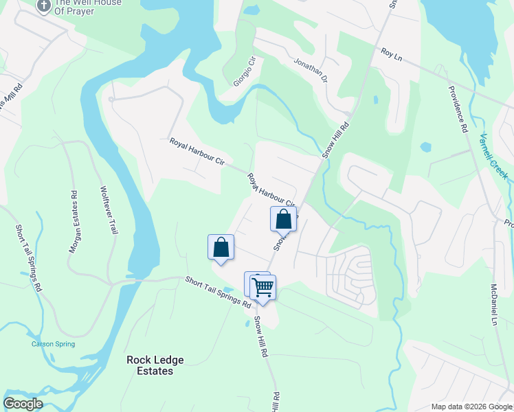 map of restaurants, bars, coffee shops, grocery stores, and more near 7663 Prince Drive in Ooltewah