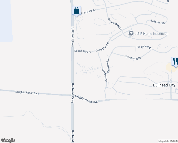 map of restaurants, bars, coffee shops, grocery stores, and more near 1369 Harker Court in Bullhead City