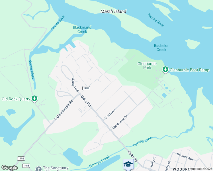 map of restaurants, bars, coffee shops, grocery stores, and more near 219 Attmore Drive in New Bern
