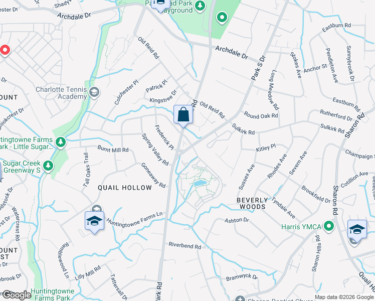 map of restaurants, bars, coffee shops, grocery stores, and more near 6920 Marching Duck Drive in Charlotte
