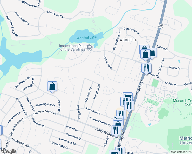 map of restaurants, bars, coffee shops, grocery stores, and more near 370 Bubble Creek Court in Fayetteville