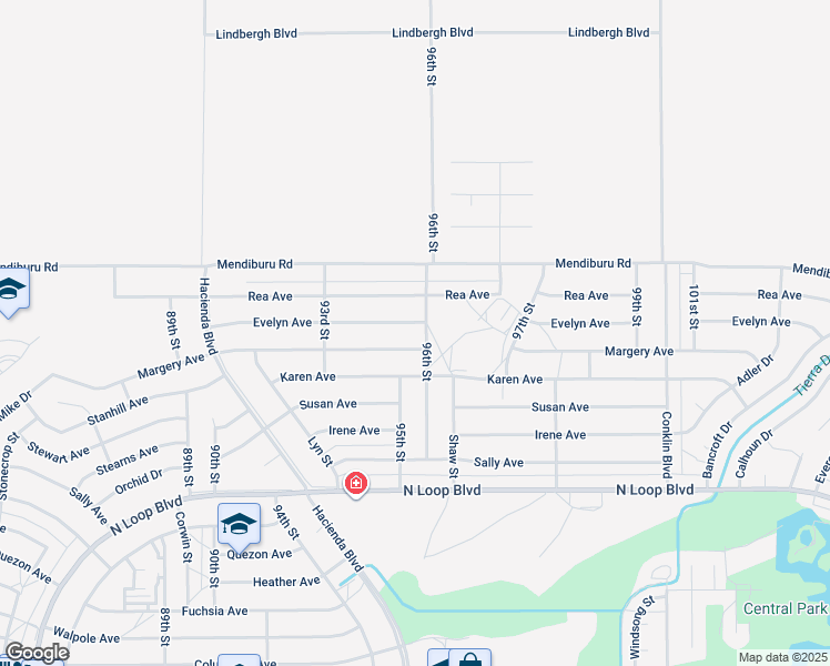 map of restaurants, bars, coffee shops, grocery stores, and more near 9508 Evelyn Avenue in California City