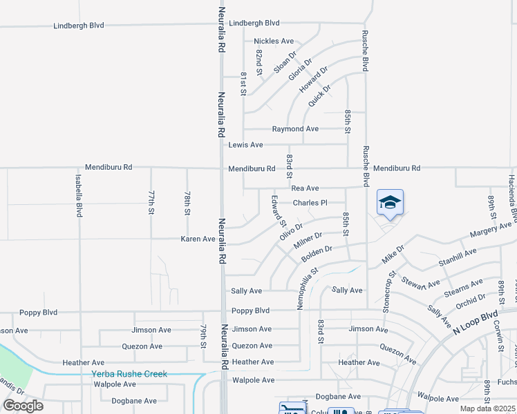 map of restaurants, bars, coffee shops, grocery stores, and more near 21831 82nd Street in California City
