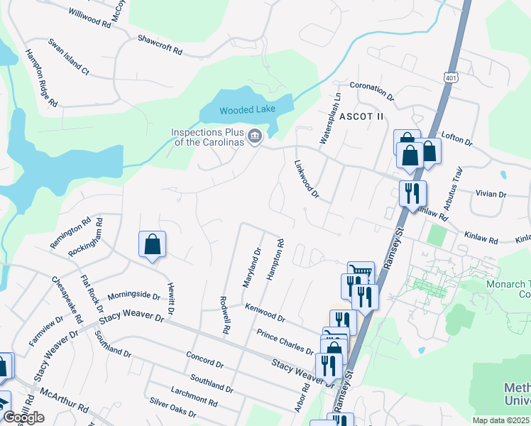 map of restaurants, bars, coffee shops, grocery stores, and more near 350 Bubble Creek Court in Fayetteville
