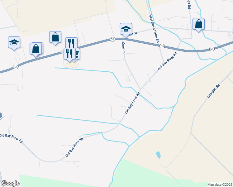 map of restaurants, bars, coffee shops, grocery stores, and more near 151 Dixon Cemetery in Grantsboro