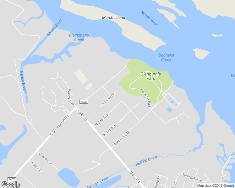 map of restaurants, bars, coffee shops, grocery stores, and more near 203 Attmore Drive in New Bern