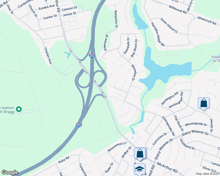 map of restaurants, bars, coffee shops, grocery stores, and more near 5427 Sandstone Drive in Fayetteville