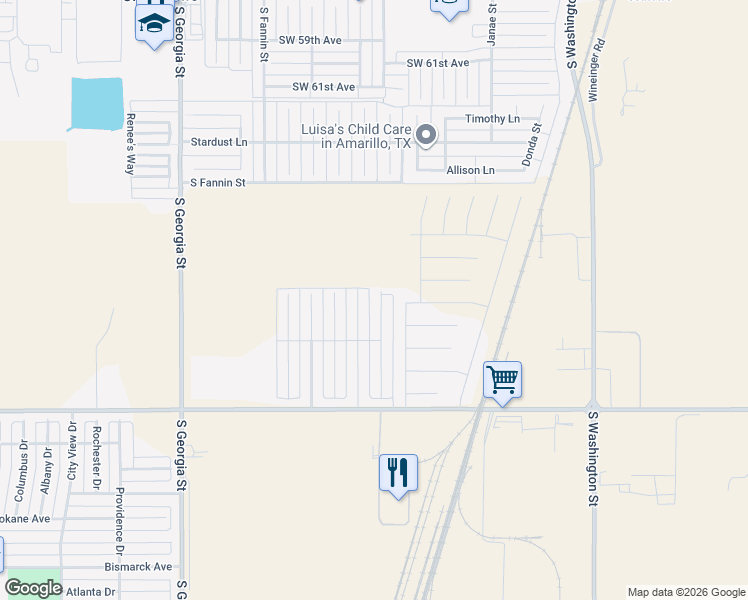 map of restaurants, bars, coffee shops, grocery stores, and more near 6900 Mercury Trail in Amarillo