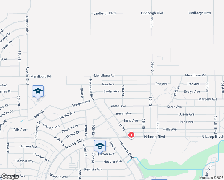 map of restaurants, bars, coffee shops, grocery stores, and more near 9143 Evelyn Avenue in California City