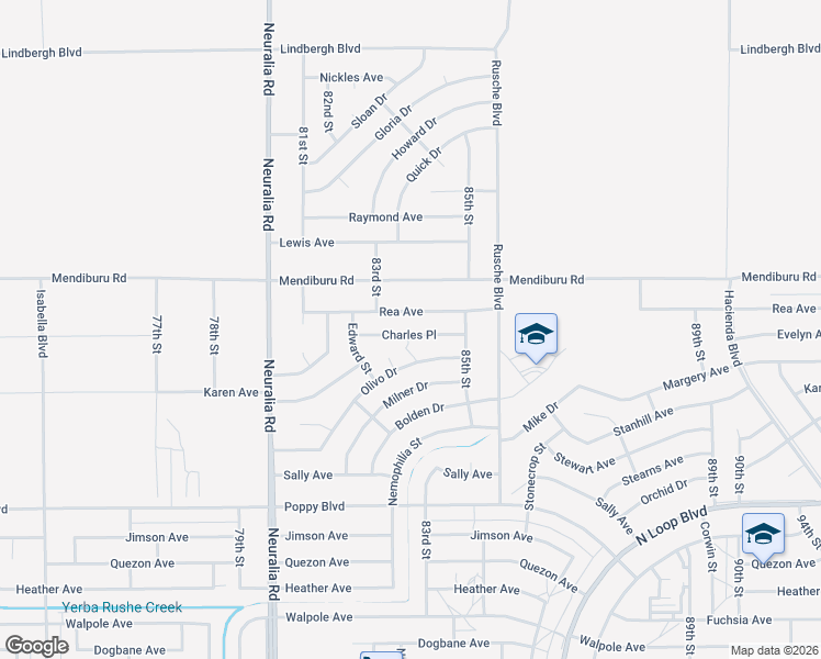 map of restaurants, bars, coffee shops, grocery stores, and more near 8283 Charles Place in California City
