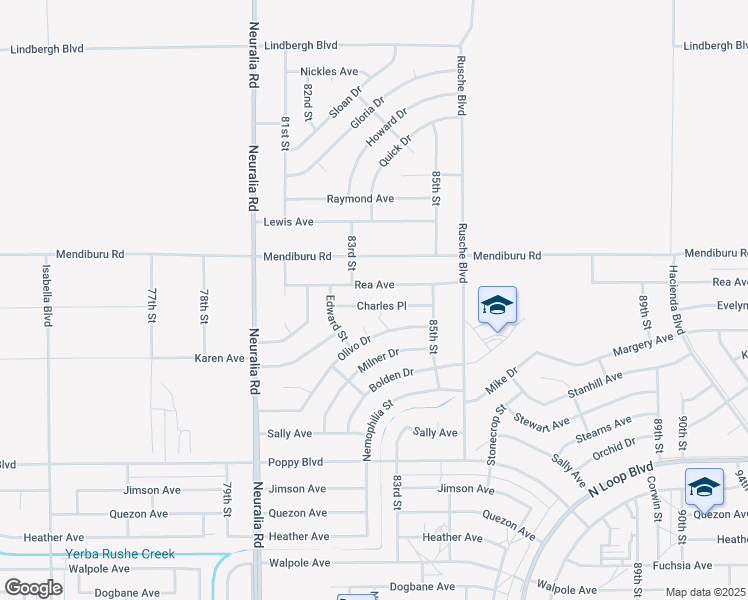 map of restaurants, bars, coffee shops, grocery stores, and more near 8283 Charles Place in California City