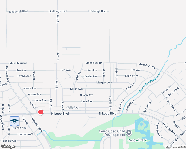 map of restaurants, bars, coffee shops, grocery stores, and more near 9801 Evelyn Avenue in California City