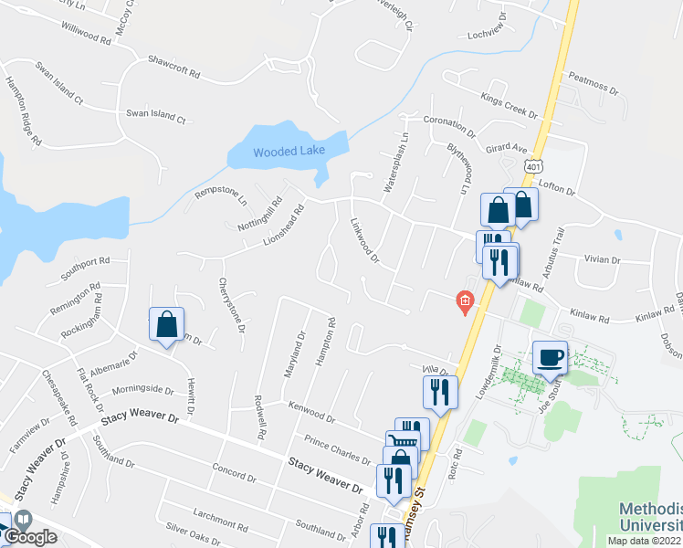 map of restaurants, bars, coffee shops, grocery stores, and more near 410 Bubble Creek Court in Fayetteville