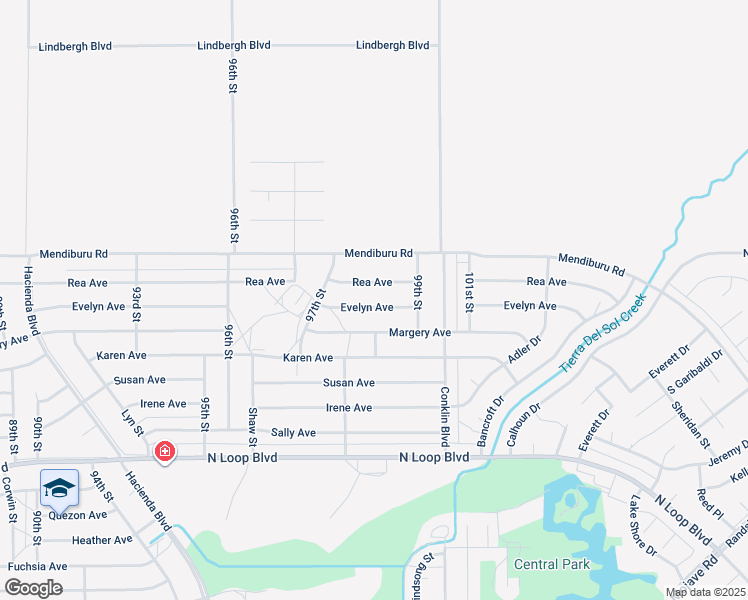 map of restaurants, bars, coffee shops, grocery stores, and more near 9801 Evelyn Avenue in California City