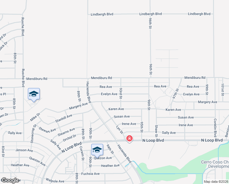 map of restaurants, bars, coffee shops, grocery stores, and more near 9211 Evelyn Avenue in California City