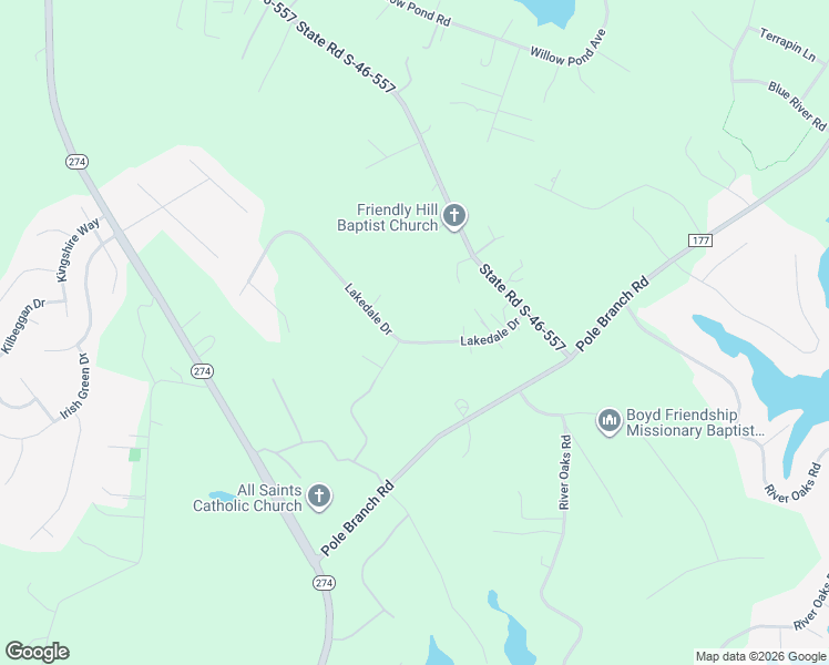 map of restaurants, bars, coffee shops, grocery stores, and more near 684 Lakedale Drive in Clover