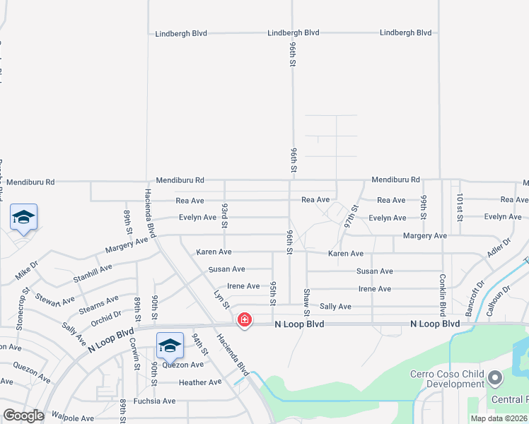 map of restaurants, bars, coffee shops, grocery stores, and more near 9425 Evelyn Avenue in California City