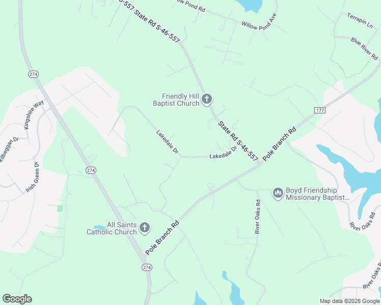 map of restaurants, bars, coffee shops, grocery stores, and more near 684 Lakedale Drive in Clover