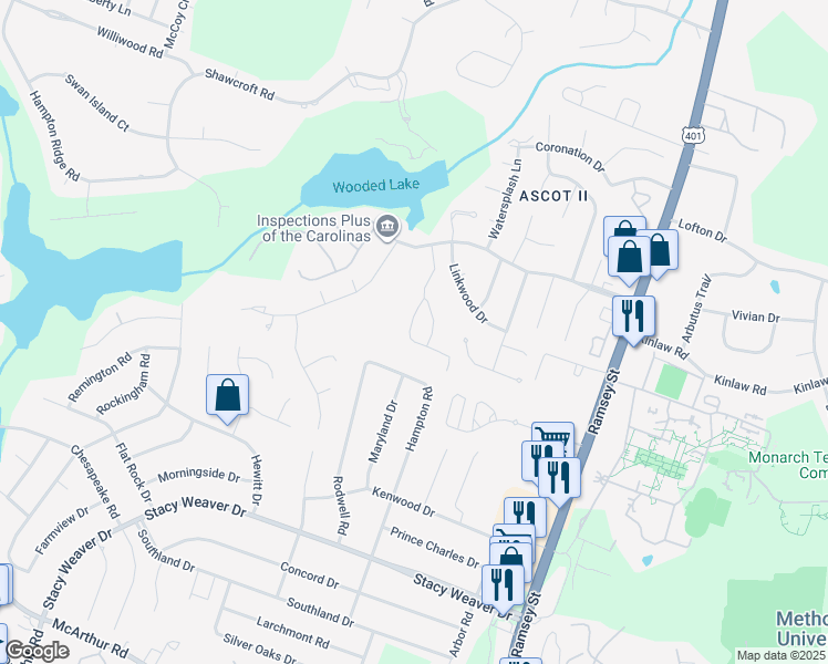 map of restaurants, bars, coffee shops, grocery stores, and more near 350 Bubble Creek Court in Fayetteville