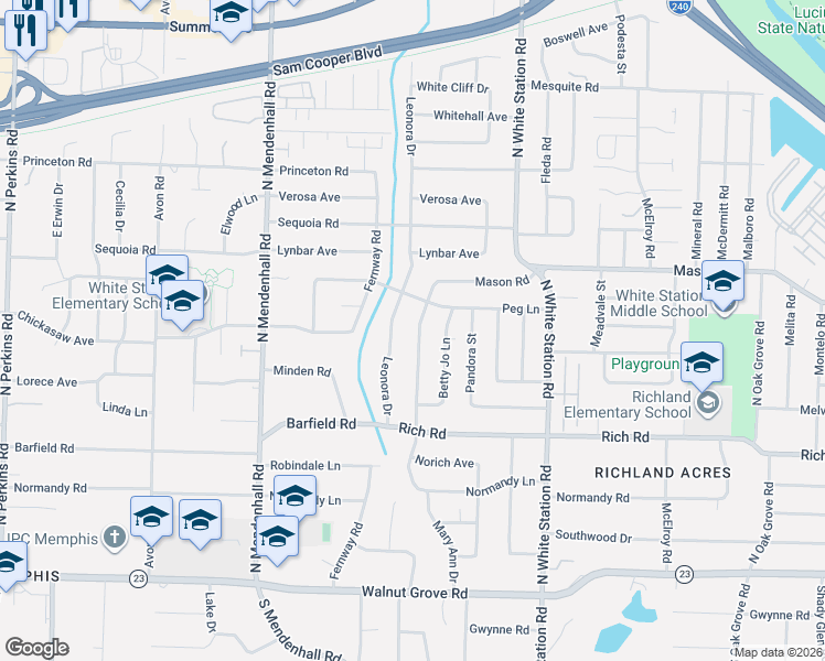 map of restaurants, bars, coffee shops, grocery stores, and more near 286 Mary Ann Drive in Memphis
