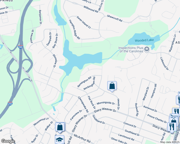 map of restaurants, bars, coffee shops, grocery stores, and more near 5201 Southport Rd in Fayetteville