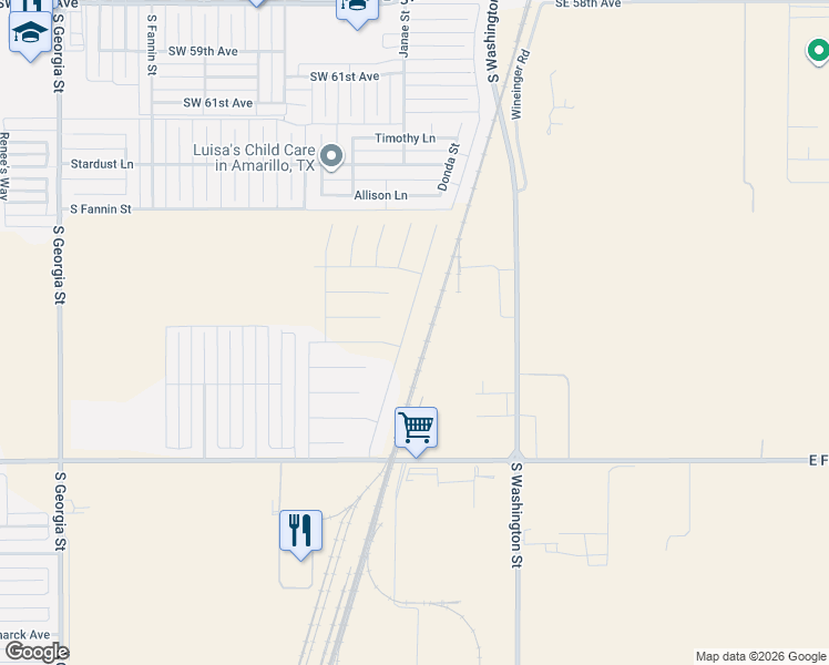 map of restaurants, bars, coffee shops, grocery stores, and more near 6350 South Fm 1541 in Amarillo