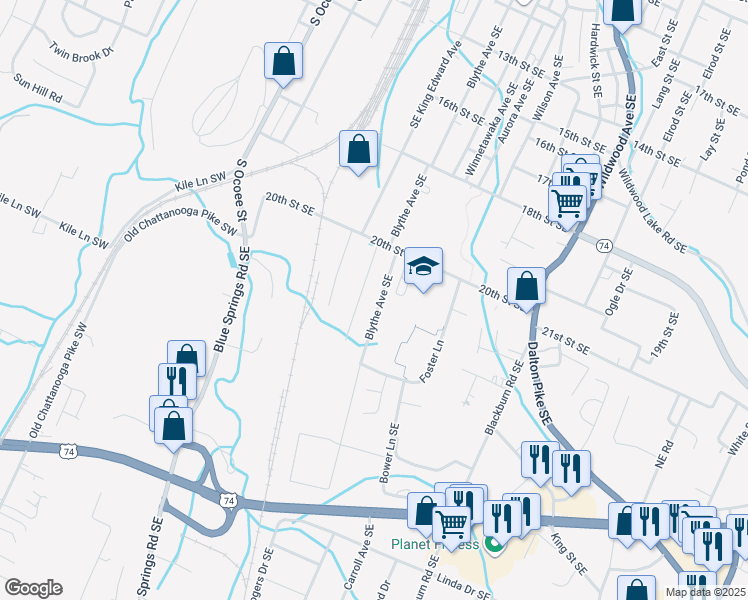 map of restaurants, bars, coffee shops, grocery stores, and more near 2018 Blythe Ave SE in Cleveland