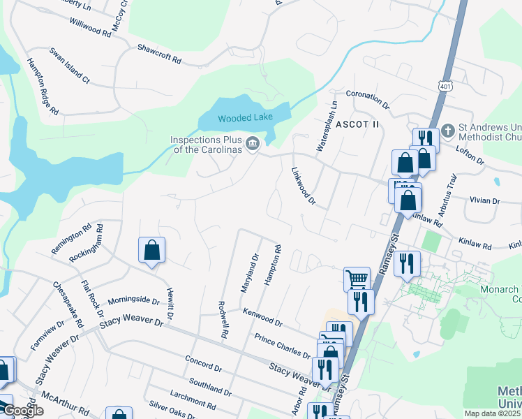 map of restaurants, bars, coffee shops, grocery stores, and more near 350 Bubble Creek Court in Fayetteville