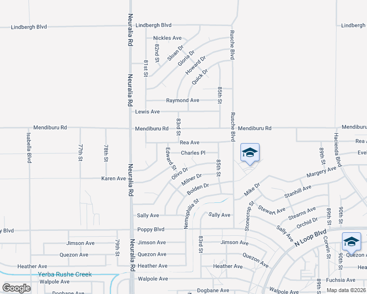 map of restaurants, bars, coffee shops, grocery stores, and more near 8260 Rea Avenue in California City