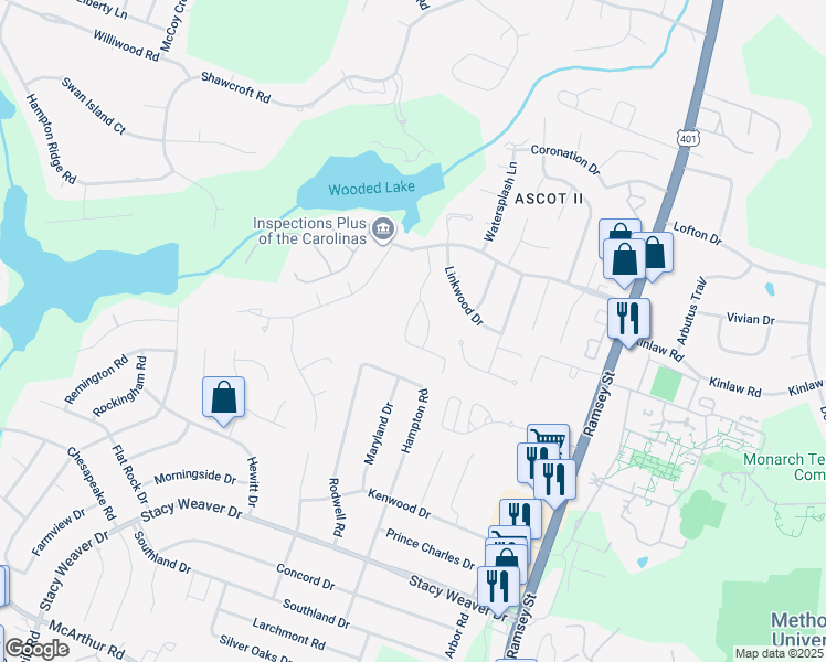 map of restaurants, bars, coffee shops, grocery stores, and more near 343 Bubble Creek Court in Fayetteville