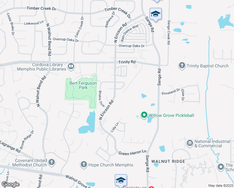 map of restaurants, bars, coffee shops, grocery stores, and more near 488 North Ericson Road in Memphis