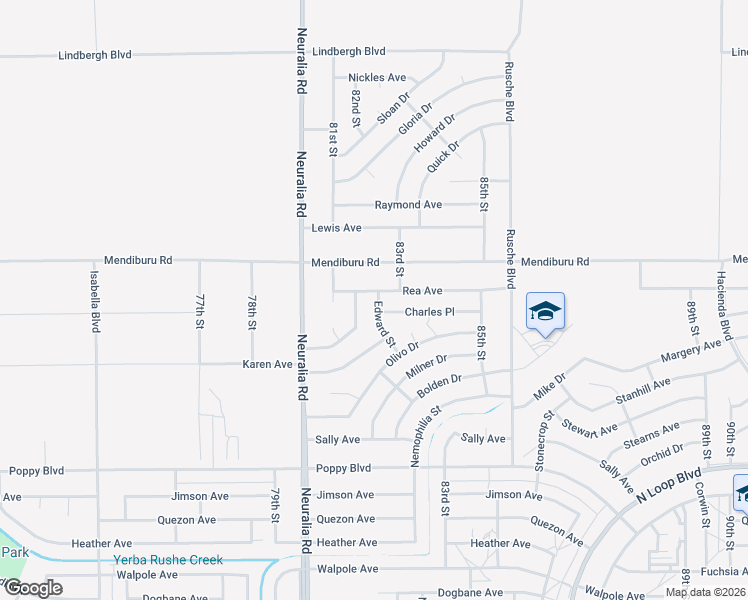 map of restaurants, bars, coffee shops, grocery stores, and more near Edward Street in California City