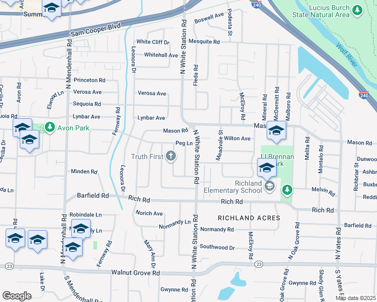 map of restaurants, bars, coffee shops, grocery stores, and more near 294 Amanda Street in Memphis