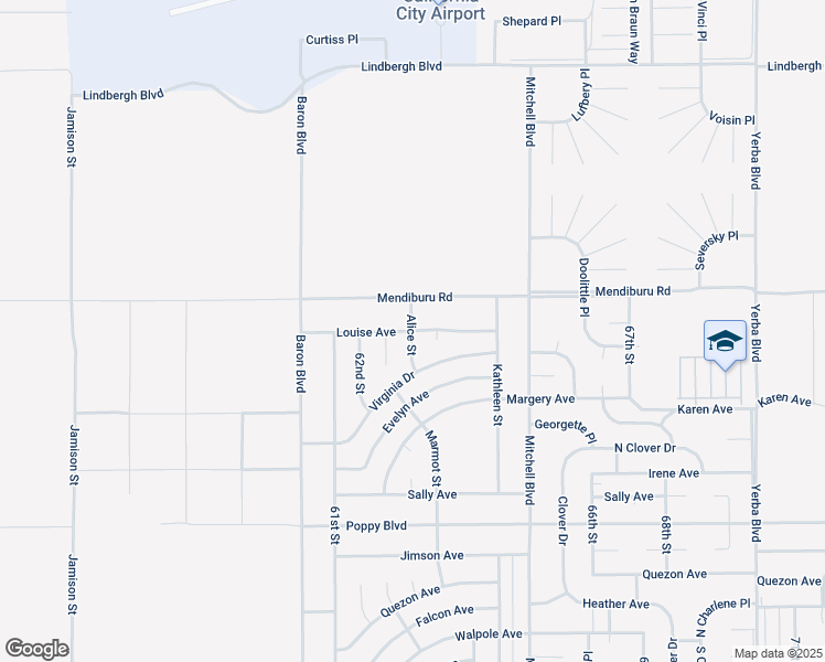 map of restaurants, bars, coffee shops, grocery stores, and more near Louise Avenue in California City