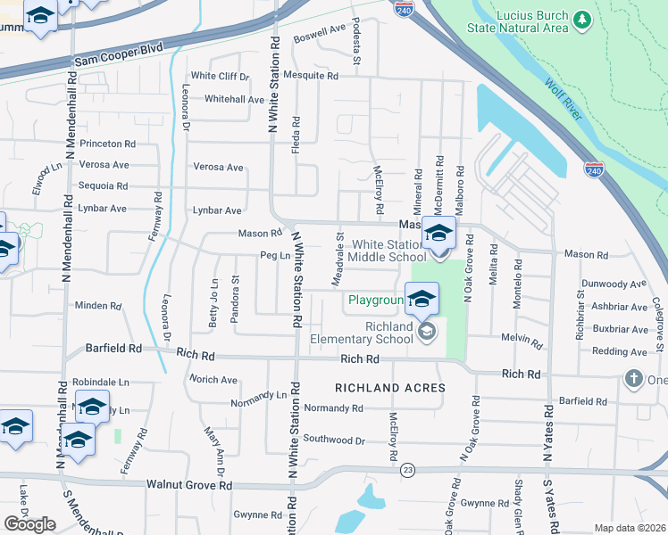 map of restaurants, bars, coffee shops, grocery stores, and more near 295 Meadvale Street in Memphis