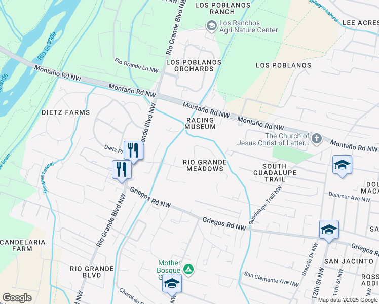 map of restaurants, bars, coffee shops, grocery stores, and more near 1773 Dietz Loop Northwest in Los Ranchos de Albuquerque