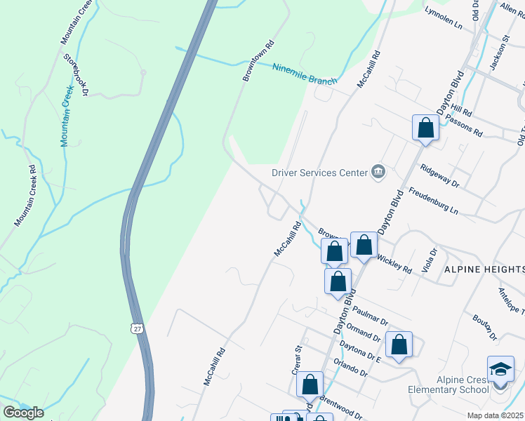map of restaurants, bars, coffee shops, grocery stores, and more near 4708 Winifred Drive in Chattanooga