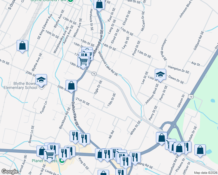 map of restaurants, bars, coffee shops, grocery stores, and more near 1407 19th St SE in Cleveland