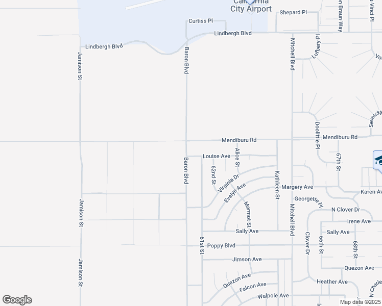 map of restaurants, bars, coffee shops, grocery stores, and more near Louise Avenue in California City