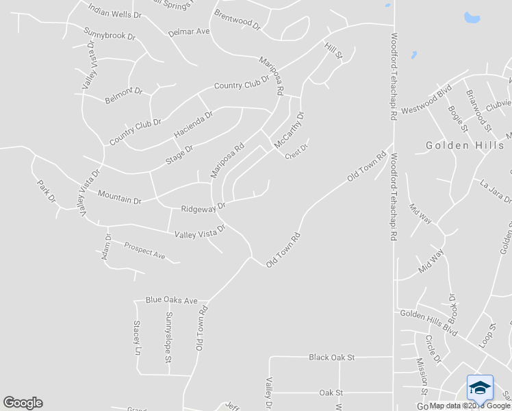 map of restaurants, bars, coffee shops, grocery stores, and more near 20928 Ridgeway Drive in Tehachapi