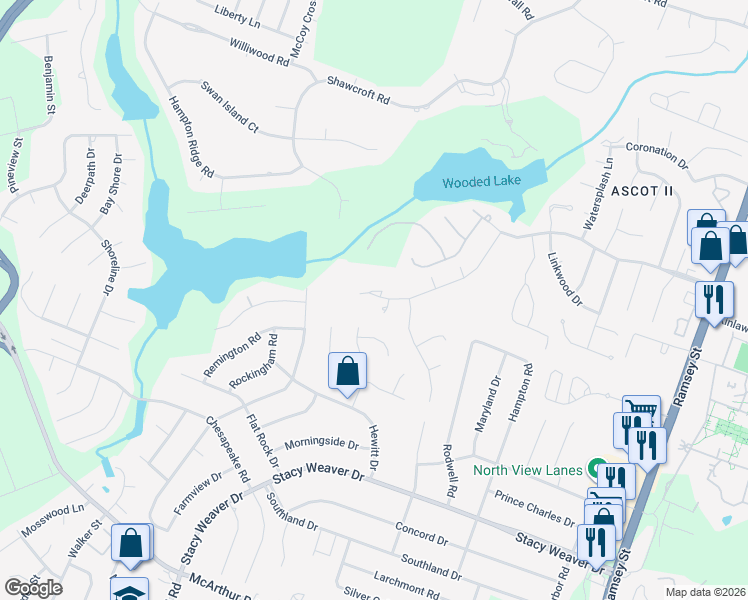 map of restaurants, bars, coffee shops, grocery stores, and more near 517 Lionshead Road in Fayetteville