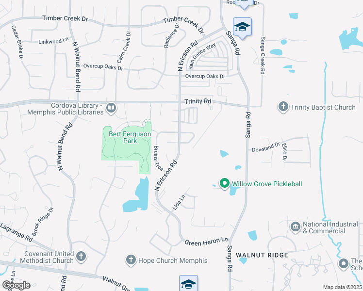 map of restaurants, bars, coffee shops, grocery stores, and more near 488 North Ericson Road in Memphis