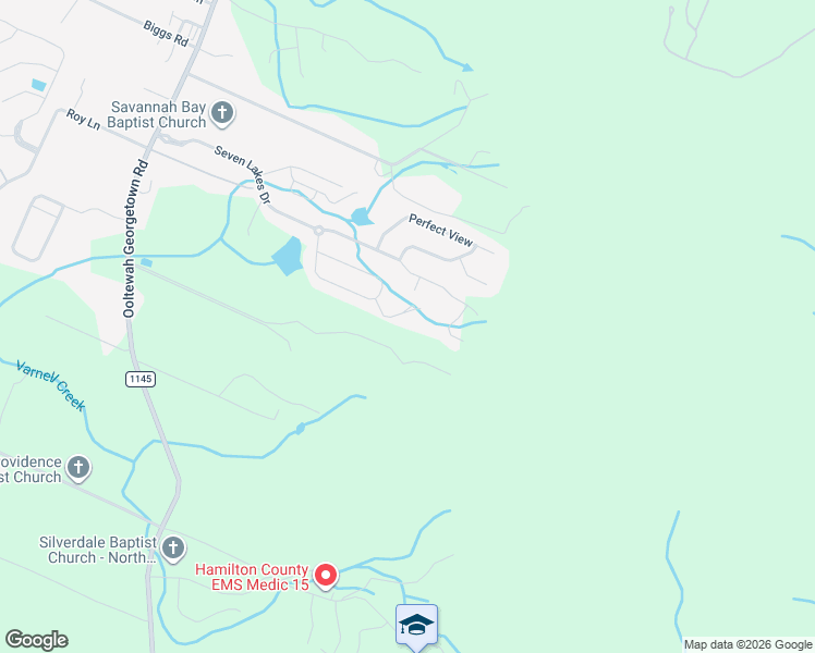 map of restaurants, bars, coffee shops, grocery stores, and more near 8938 Cattail Creek Way in Ooltewah