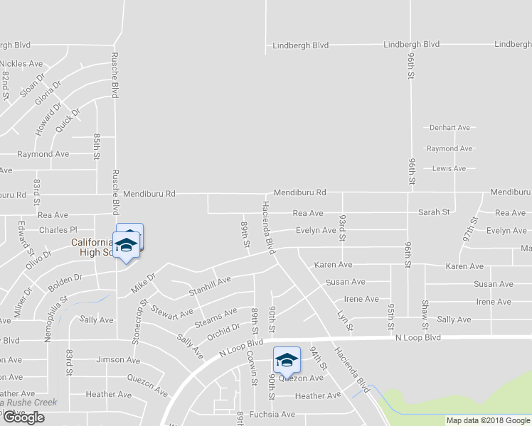 map of restaurants, bars, coffee shops, grocery stores, and more near Hacienda Boulevard & Rea Avenue in California City