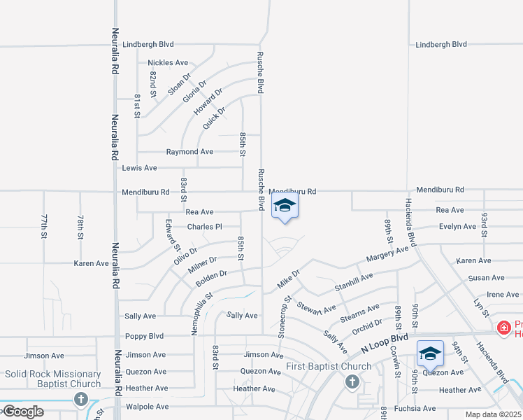 map of restaurants, bars, coffee shops, grocery stores, and more near Rea Avenue in California City