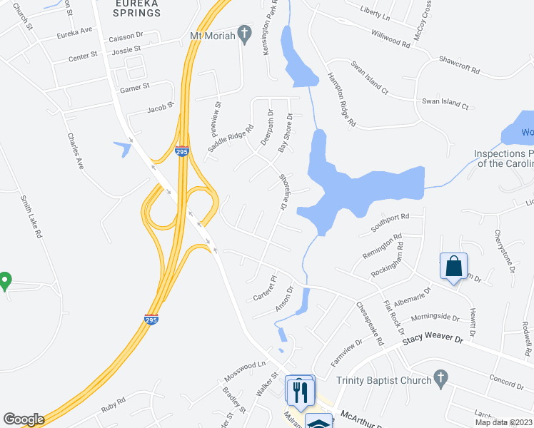 map of restaurants, bars, coffee shops, grocery stores, and more near 459 Balfour Place in Fayetteville